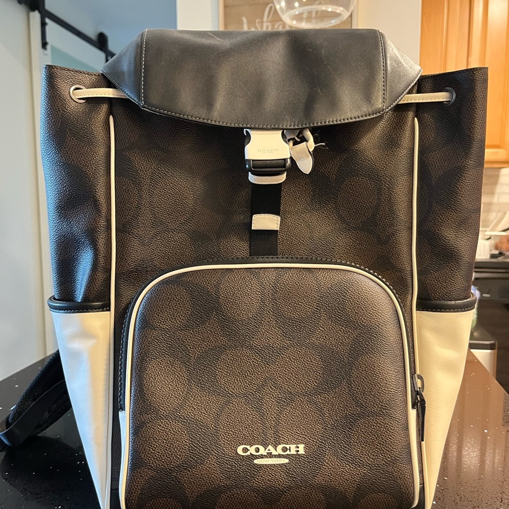 Coach Racer Backpack Blocked Signature Canvas - Picture 2 of 14